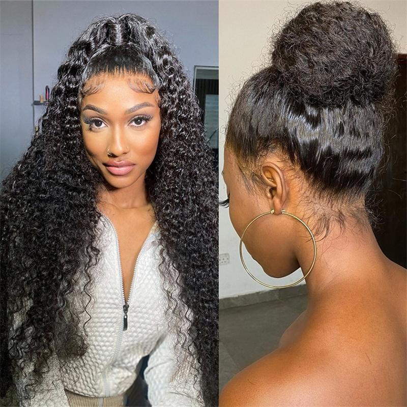 Deep Wave Transparent 360 Lace Front Wig Human Hair Wigs